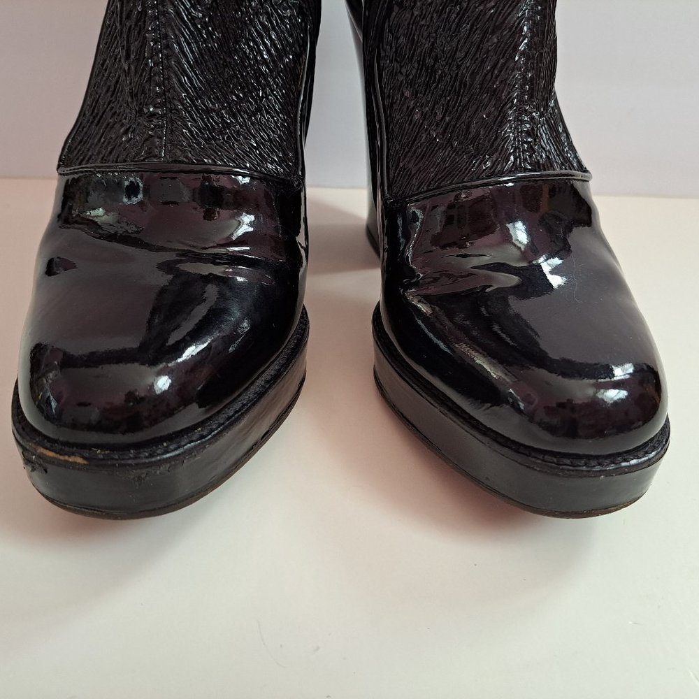 Prada Women's Black Leather Long Boots Size 36.5 - Picture 4 of 16